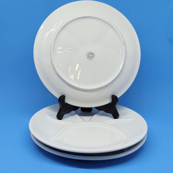 Pillivuyt France Porcelain Depuis 1818 9 5/8" Set Of 3 White Divided Plates VGC - Picture 4 of 10